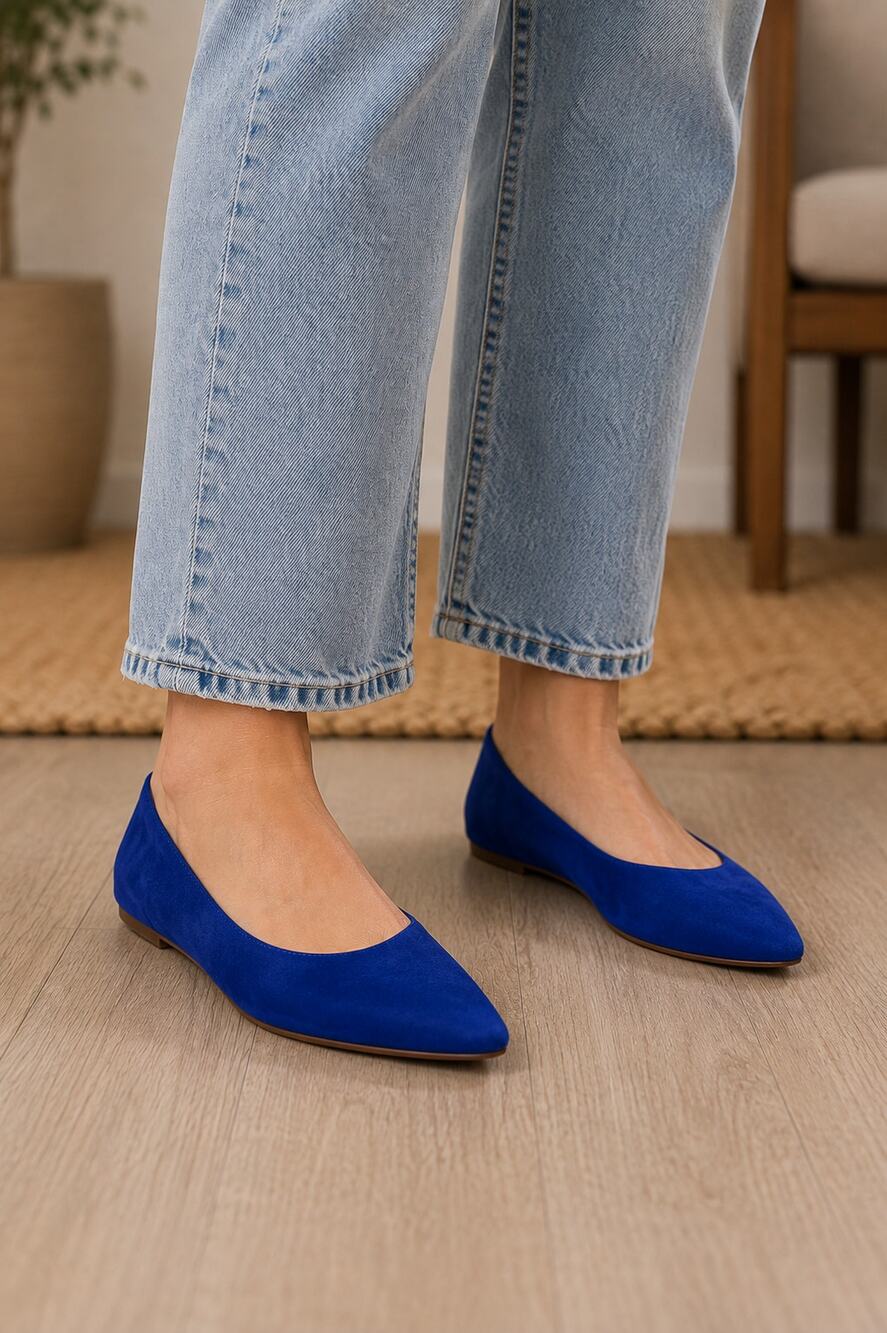 Madewell Blue Suede Leather Slip On Flats Womens 9 Classic Casual Ballet Comfort